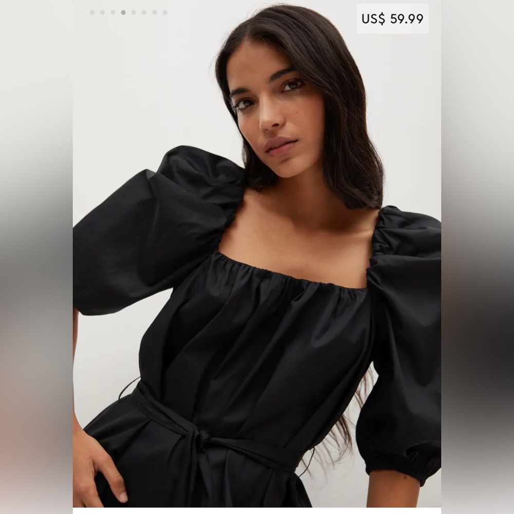 Poplin puffed sleeves dress